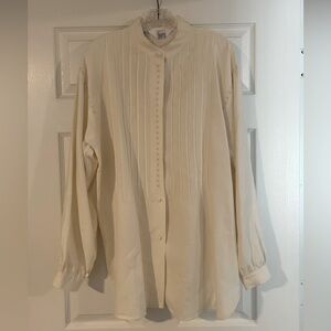 ISHYU Long Sleeve Linen Beige Blouse Size 14